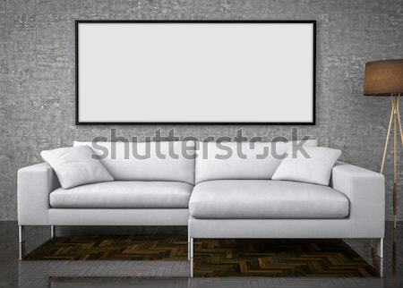 вверх плакат большой диван конкретные стены Сток-фото © pozitivo