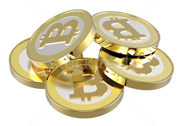 Stack of bitcoins isolated on white.  Stock photo © ppart