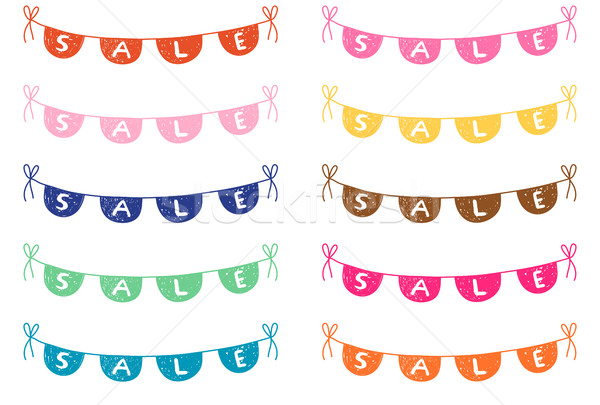 Hand drawn doodle bunting with sale text in different colors Stock photo © Pravokrugulnik