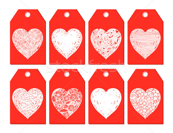 Red and white vector gift tags with hearts  Stock photo © Pravokrugulnik