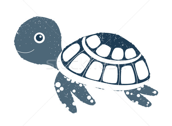 Cute vector sea turtle illustration with texture for summer  Stock photo © Pravokrugulnik