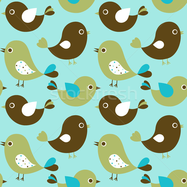 Vector seamless pattern with cute cartoon birds Stock photo © Pravokrugulnik