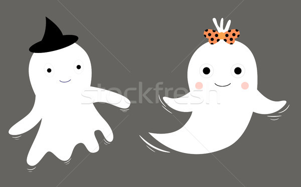 Cute vector Halloween ghosts in flat style Stock photo © Pravokrugulnik