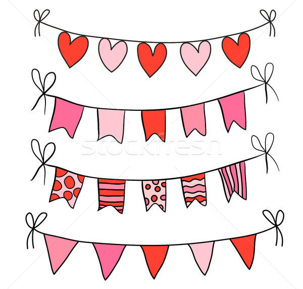 Cute hand drawn bunting with hearts and triangles  Stock photo © Pravokrugulnik