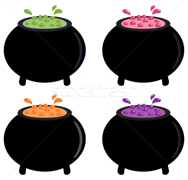 Vector drawing in flat style of a witch's cauldron  Stock photo © Pravokrugulnik