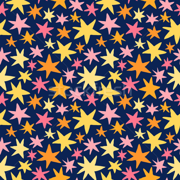 Colorful vector seamless pattern with yellow, orange and pink stars Stock photo © Pravokrugulnik