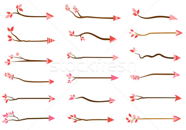 Creative vector tree branch arrows with pink and red leaves  Stock photo © Pravokrugulnik