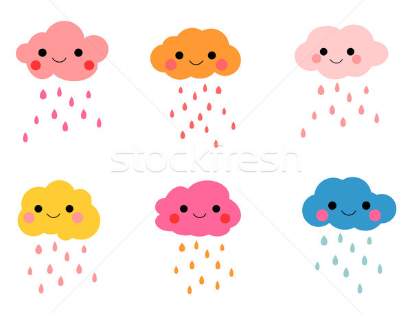Nubes las gotas de lluvia colorido lluvia gráficos sonriendo Foto stock © Pravokrugulnik