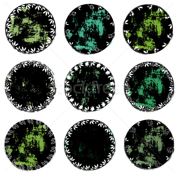 Round distressed vector floral labels or tags  Stock photo © Pravokrugulnik