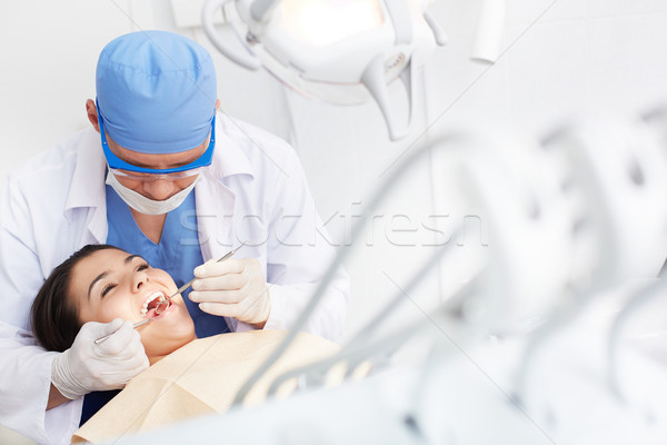 Dişler genç kız açmak ağız oral Stok fotoğraf © pressmaster
