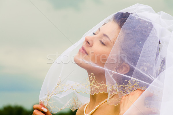 élvezet fotó káprázatos boldog menyasszony izolált Stock fotó © pressmaster