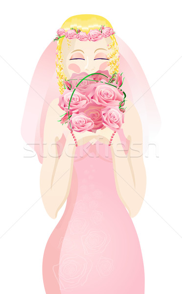 Engagement schönen Braut rosa Hochzeitskleid Stock foto © pressmaster