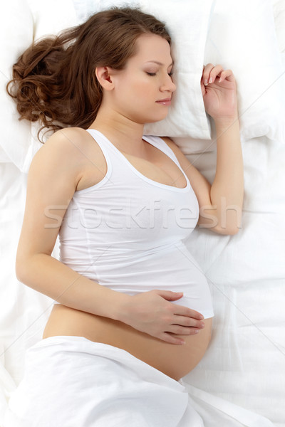Foto d'archivio: Profondità · sonno · foto · bella · donna · incinta · dormire