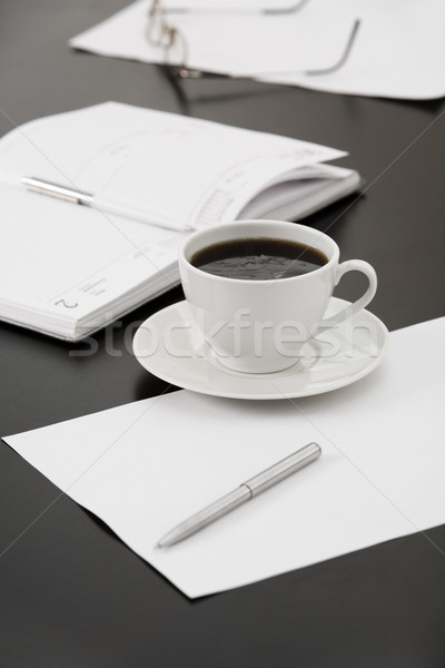 Сток-фото: утра · месте · Кубок · кофе · документы · ноутбук