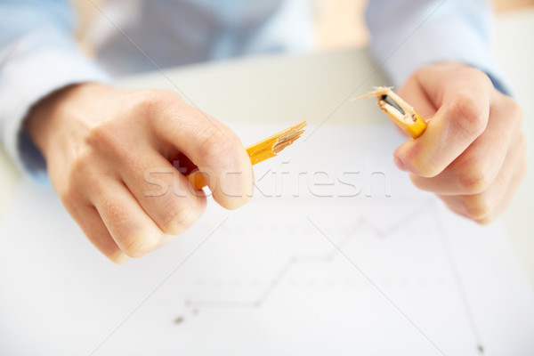 Roto lápiz negocios trabajador tensión Foto stock © pressmaster