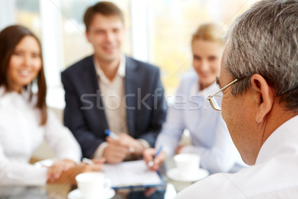 Einsatzbesprechung Rückansicht Chef schauen Personen Business Stock foto © pressmaster