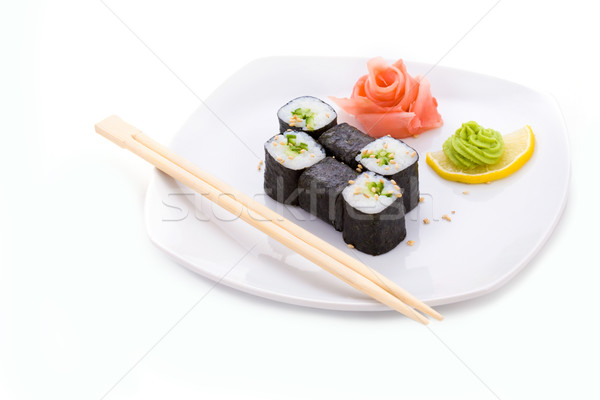 Afbeelding sushi gember wasabi plaat licht Stockfoto © pressmaster