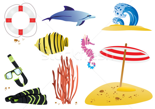 Mer faune plage objets poissons design [[stock_photo]] © pressmaster