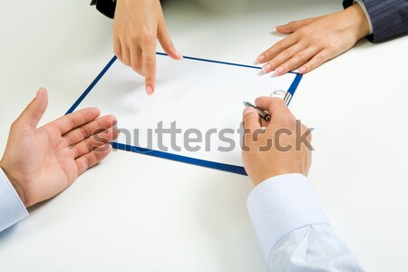 Versenytársak kép női férfi kezek tart Stock fotó © pressmaster