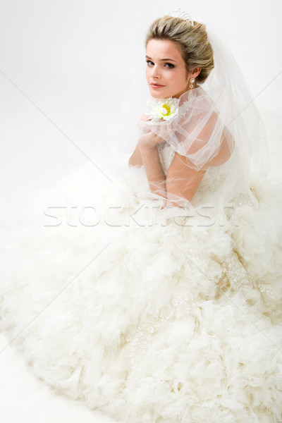 Foto stock: Elegante · noiva · foto · elegante · flor · mão