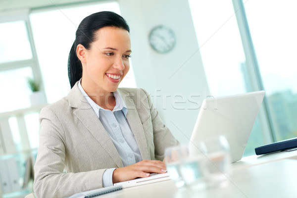 Titkárnő dolgozik portré csinos néz laptop Stock fotó © pressmaster