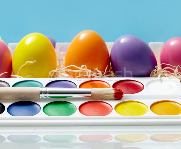 Peinture art brosse œufs de Pâques Pâques Photo stock © pressmaster