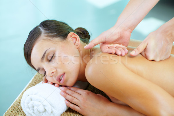 Foto stock: Massagem · retrato · mulher · jovem · mulher · cara