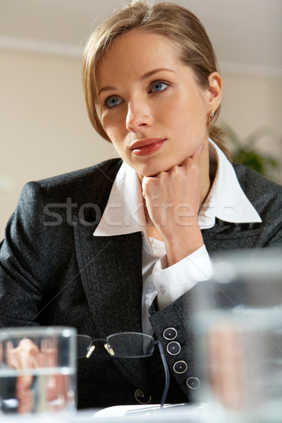 Foto stock: Mujer · escuchar · imagen · jóvenes · femenino · mirando