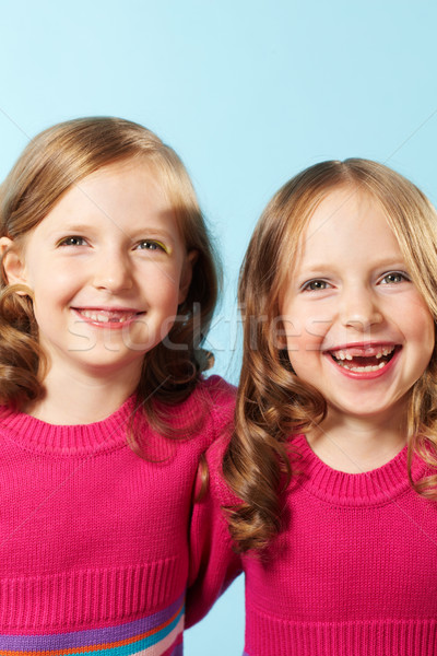 Twin Mädchen Porträt glücklich Zwillinge hochrot Stock foto © pressmaster