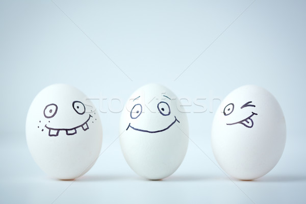 Pâques amusement ligne œufs de Pâques différent expressions faciales Photo stock © pressmaster