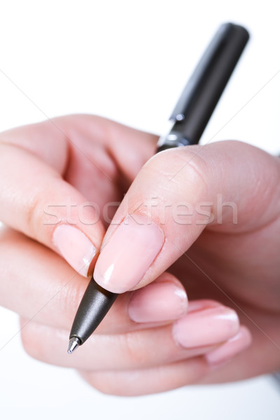 Foto stock: Mão · caneta · feminino · negócio · trabalhador