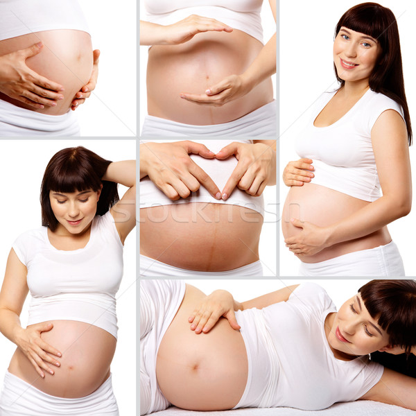 Zdjęcia stock: Ciąży · kolaż · kobieta · w · ciąży · uśmiech · serca