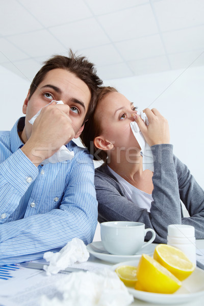 Egészségtelen munkatársak kép beteg üzleti partnerek ül Stock fotó © pressmaster