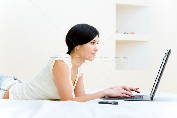 Stock photo: Girl typing