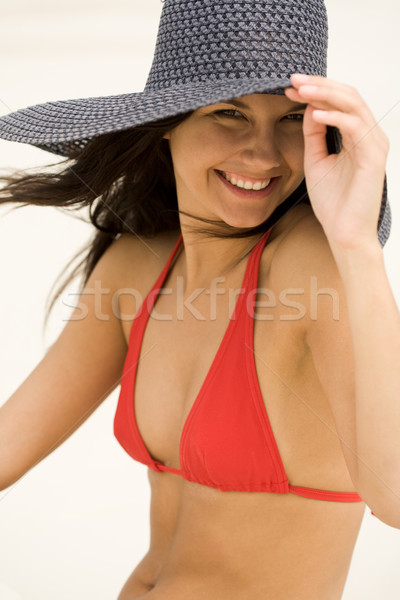 Nő kalap portré csinos fiatal hölgy Stock fotó © pressmaster