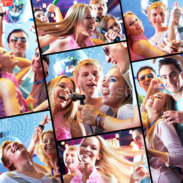 Cool party collage felice ragazzi ragazze Foto d'archivio © pressmaster