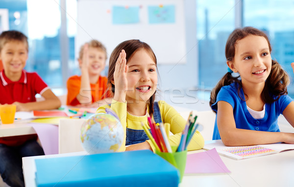 Schlau Kinder Schulkinder Hände Frage Stock foto © pressmaster