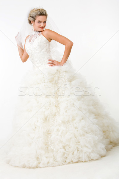 Luxos proaspat casatorit imagine elegant mireasă la moda Imagine de stoc © pressmaster