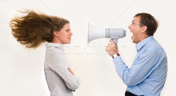 Bild Chef schreien Geschäftsfrau Lautsprecher Haar Stock foto © pressmaster