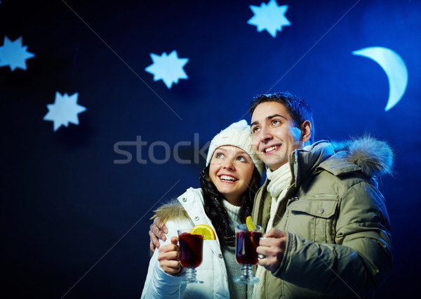 Foto stock: Maravilhoso · noite · retrato · feliz · casal