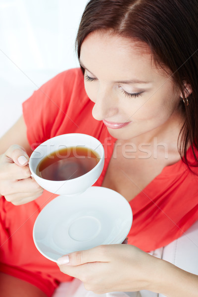 Foto stock: Agradable · olor · joven · taza · té