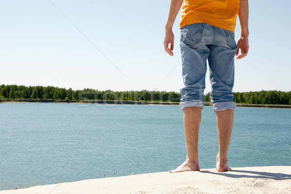 ストックフォト: 穏やかな · 瞬間 · 画像 · 男性 · 立って · 砂浜