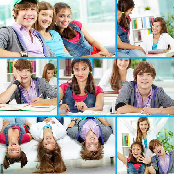 [[stock_photo]]: Adolescent · amis · collage · cute · adolescents · classe