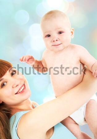 Foto stock: Unión · imagen · mujer · bonita · pequeño · bebé · blanco