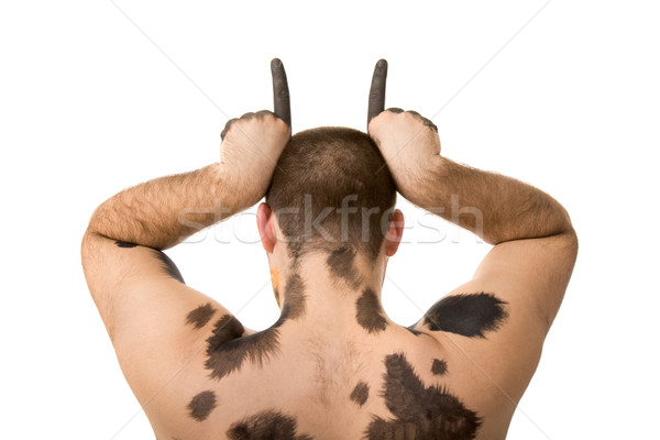 Hát bika férfi hátsó nézet fiatalember festett Stock fotó © pressmaster
