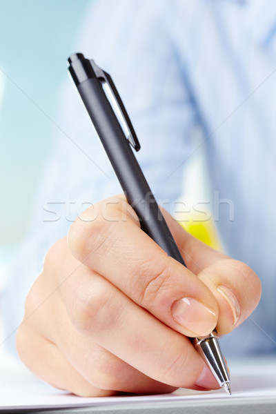 Hand pen afbeelding vrouwelijke papier business Stockfoto © pressmaster