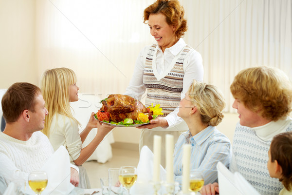 Stock foto: Familie · Abendessen · Porträt · groß · Sitzung