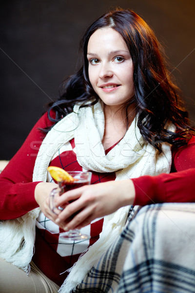 Kellemes idő portré csinos női tea Stock fotó © pressmaster