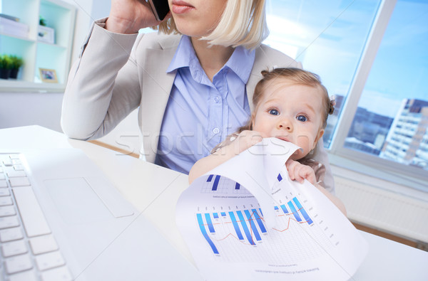 Business Baby Geschäftsfrau Arbeitsplatz fordern Stock foto © pressmaster