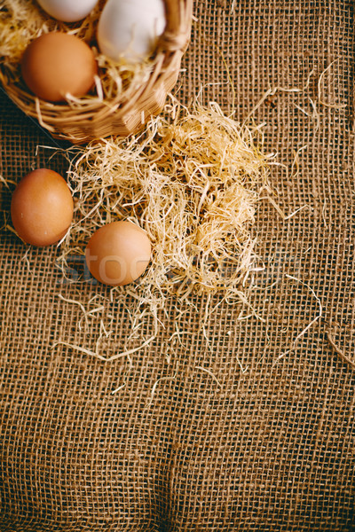 Eggs on hessian Stock photo © pressmaster